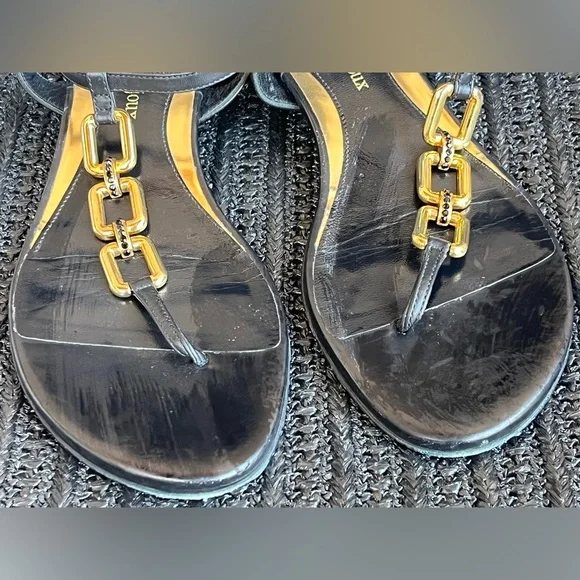 Loriblu Bijoux black thong sandals with gold chain - Picture 5 of 10